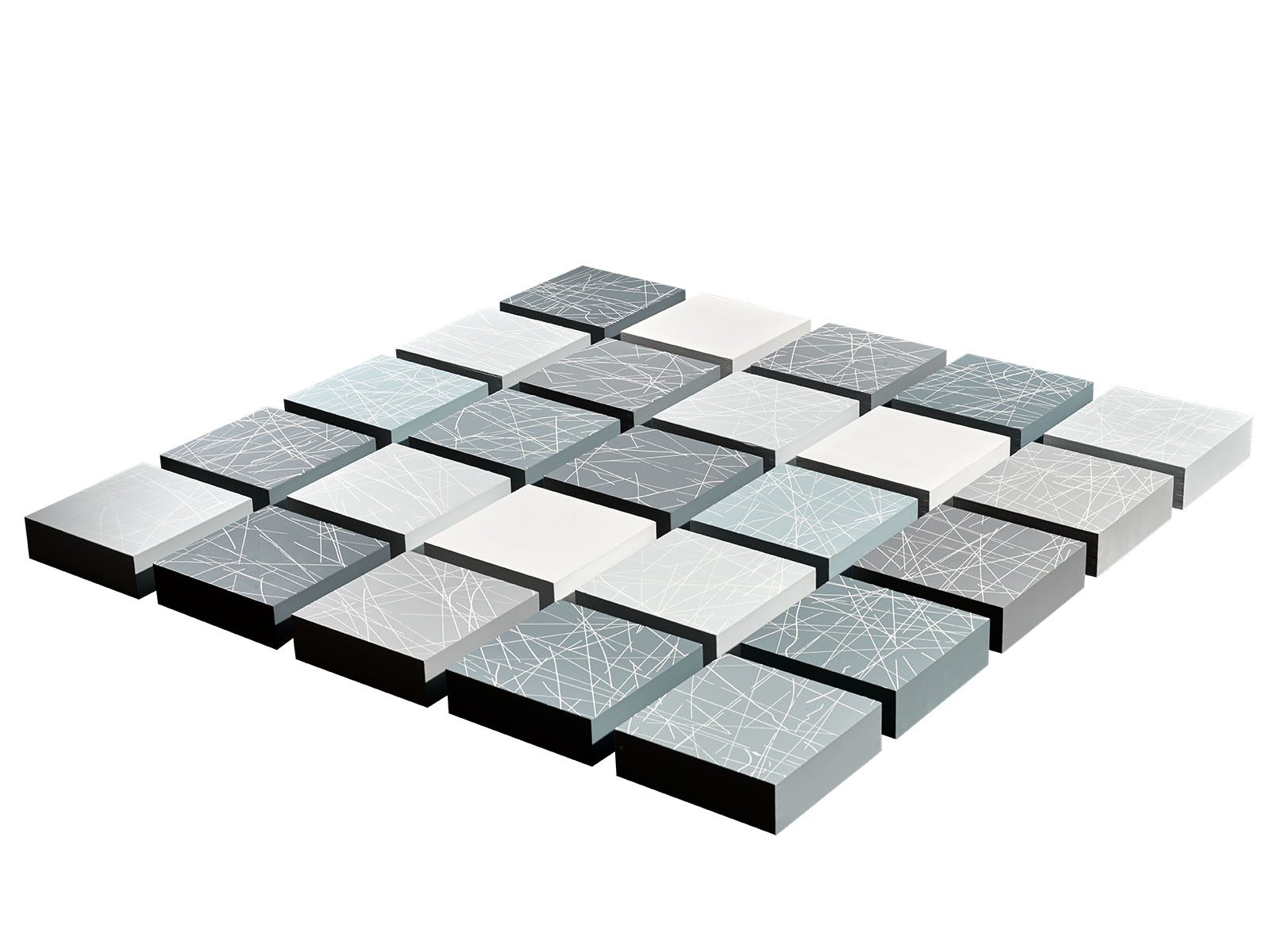 Susanne Lyner, 2017-28_les chemines de souvenirs, 112 x 112 cm, 25 teilig, je 20 x 20 x 6 cm, Acryl auf Holz Susanne Lyner, 2017-28_les chemines de souvenirs, 112 x 112 cm, 25 teilig, je 20 x 20 x 6 cm, Acryl auf Holz