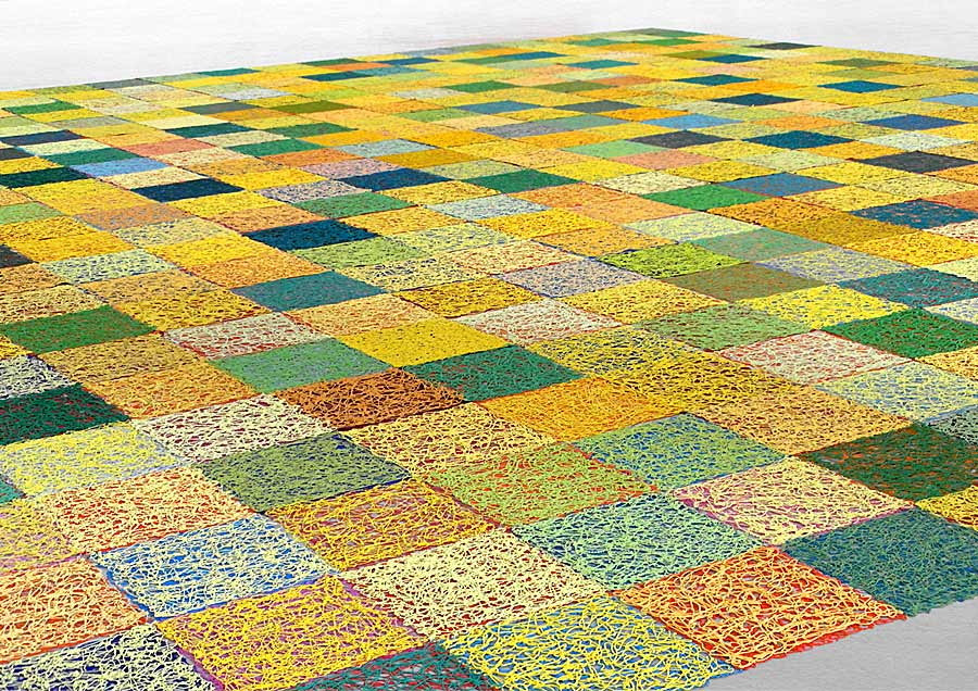 Susanne Lyner, Farbwandern 5, insitu in der Galerie Hoffmann, Ossenheimer Mühle, gelbgrün über rotblau, 410 x 410 cm, Acryl gespritzt in der Galerie Hoffmann, Friedberg Susanne Lyner, Farbwandern 5, insitu in der Galerie Hoffmann, Ossenheimer Mühle, gelbgrün über rotblau, 410 x 410 cm, Acryl gespritzt in der Galerie Hoffmann, Friedberg