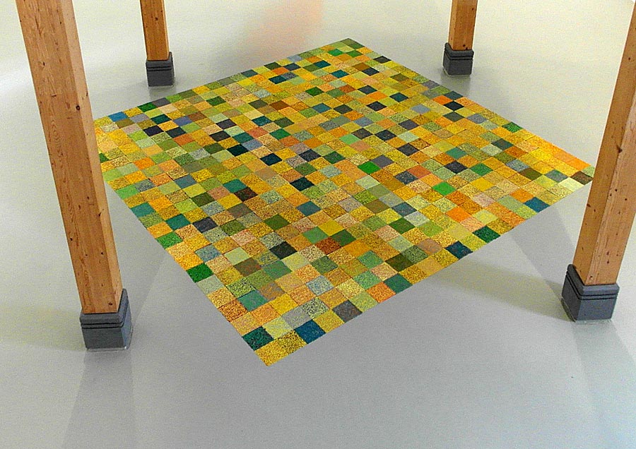 Susanne Lyner, Farbwandern 5, insitu in der Galerie Hoffmann, Ossenheimer Mühle, gelbgrün über rotblau, 410 x 410 cm, Acryl gespritzt in der Galerie Hoffmann, Friedberg Susanne Lyner, Farbwandern 5, insitu in der Galerie Hoffmann, Ossenheimer Mühle, gelbgrün über rotblau, 410 x 410 cm, Acryl gespritzt in der Galerie Hoffmann, Friedberg